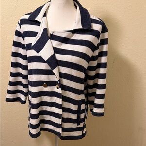 Chico's Navy and White Striped Blazer